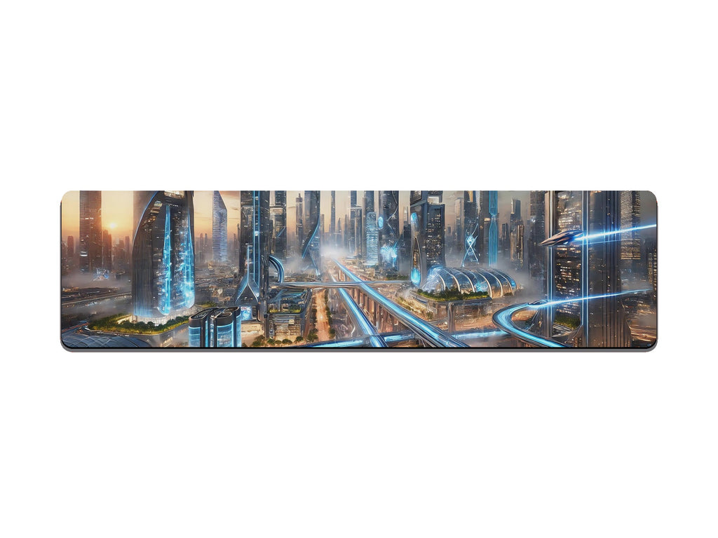 Futuristic Neon City Highway Gaming Mat - Desk Mat - 3 SIZES - Bar - Mats.co.uk