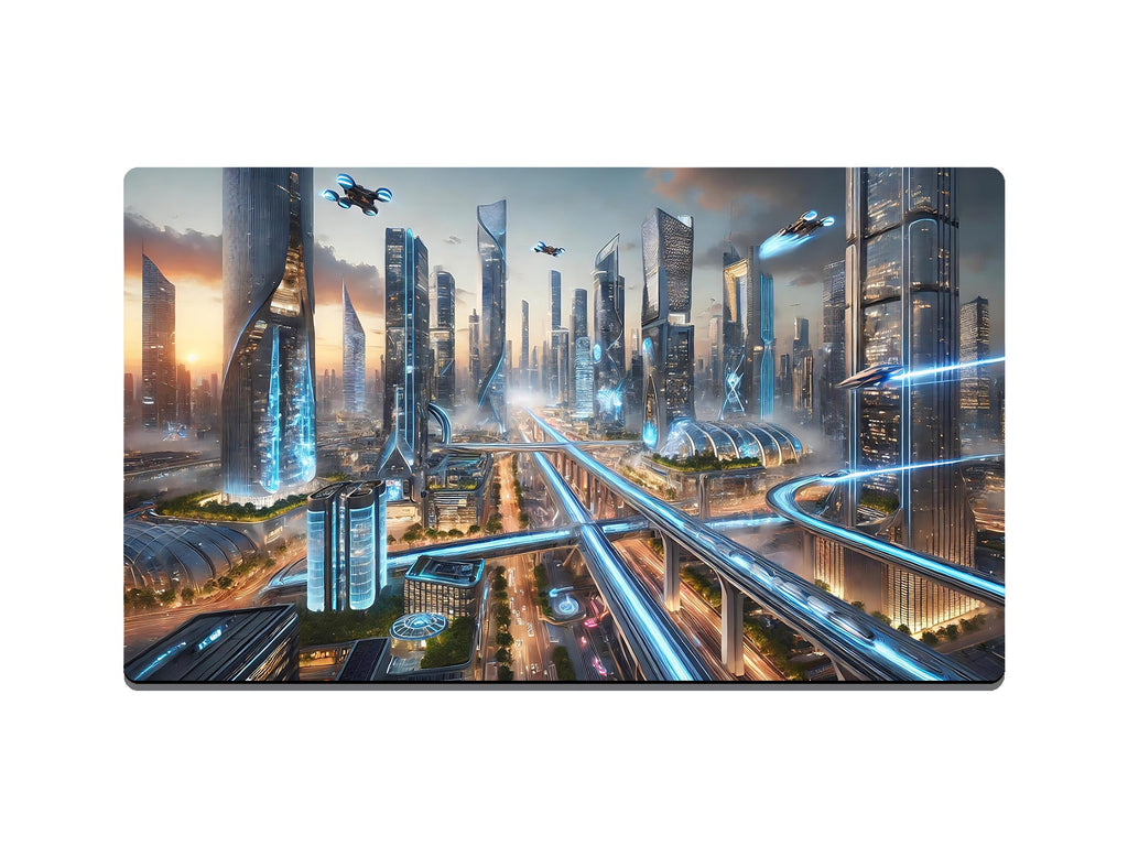 Futuristic Neon City Highway Gaming Mat - Desk Mat - 3 SIZES - Bar - Mats.co.uk