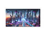 Futuristic Neon City Landscape Gaming Mat - Desk Mat - 3 SIZES - Bar - Mats.co.uk