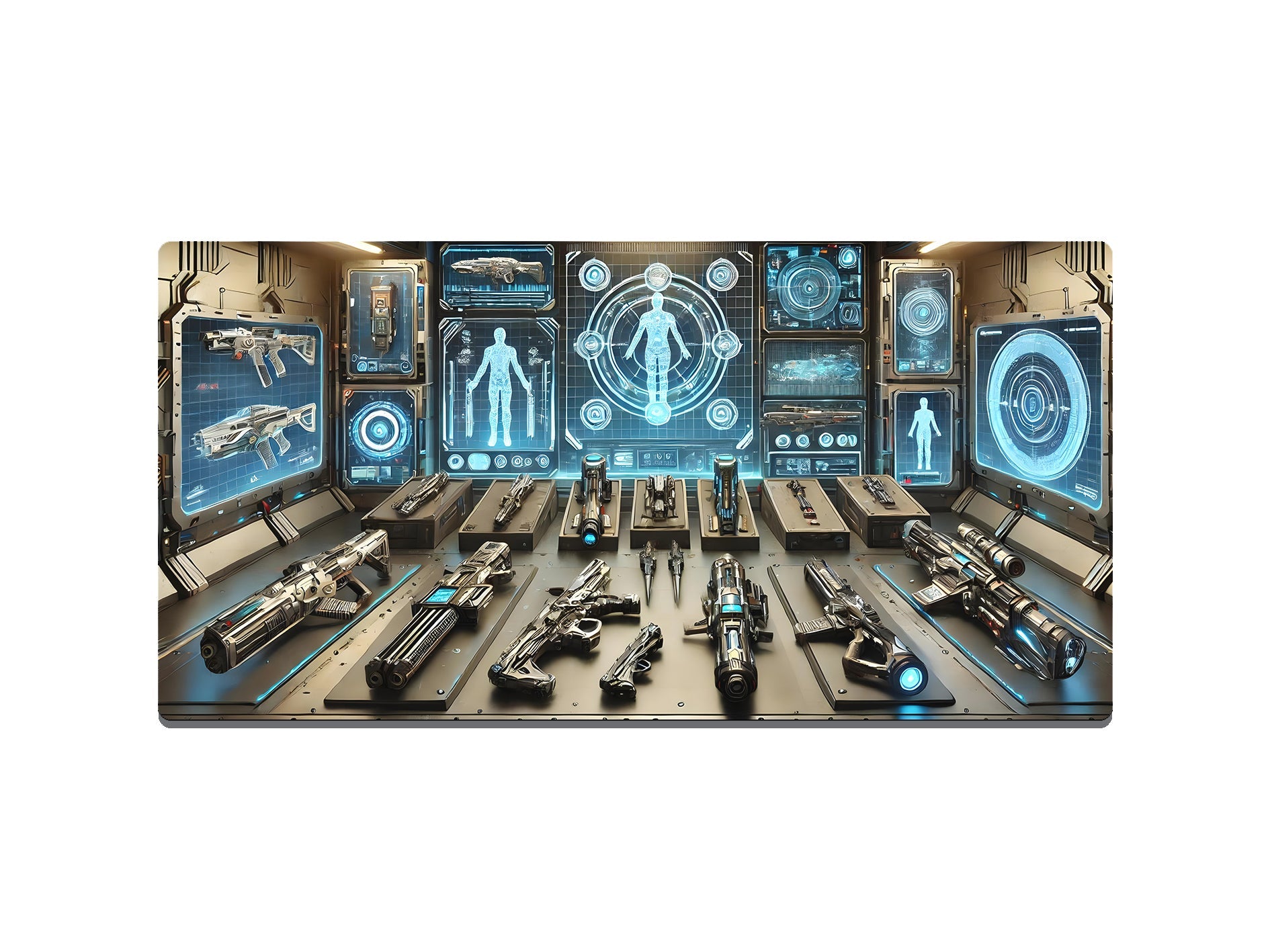 Futuristic Sci - Fi Armoury Gaming Mat - Desk Mat - 3 SIZES - Bar - Mats.co.uk
