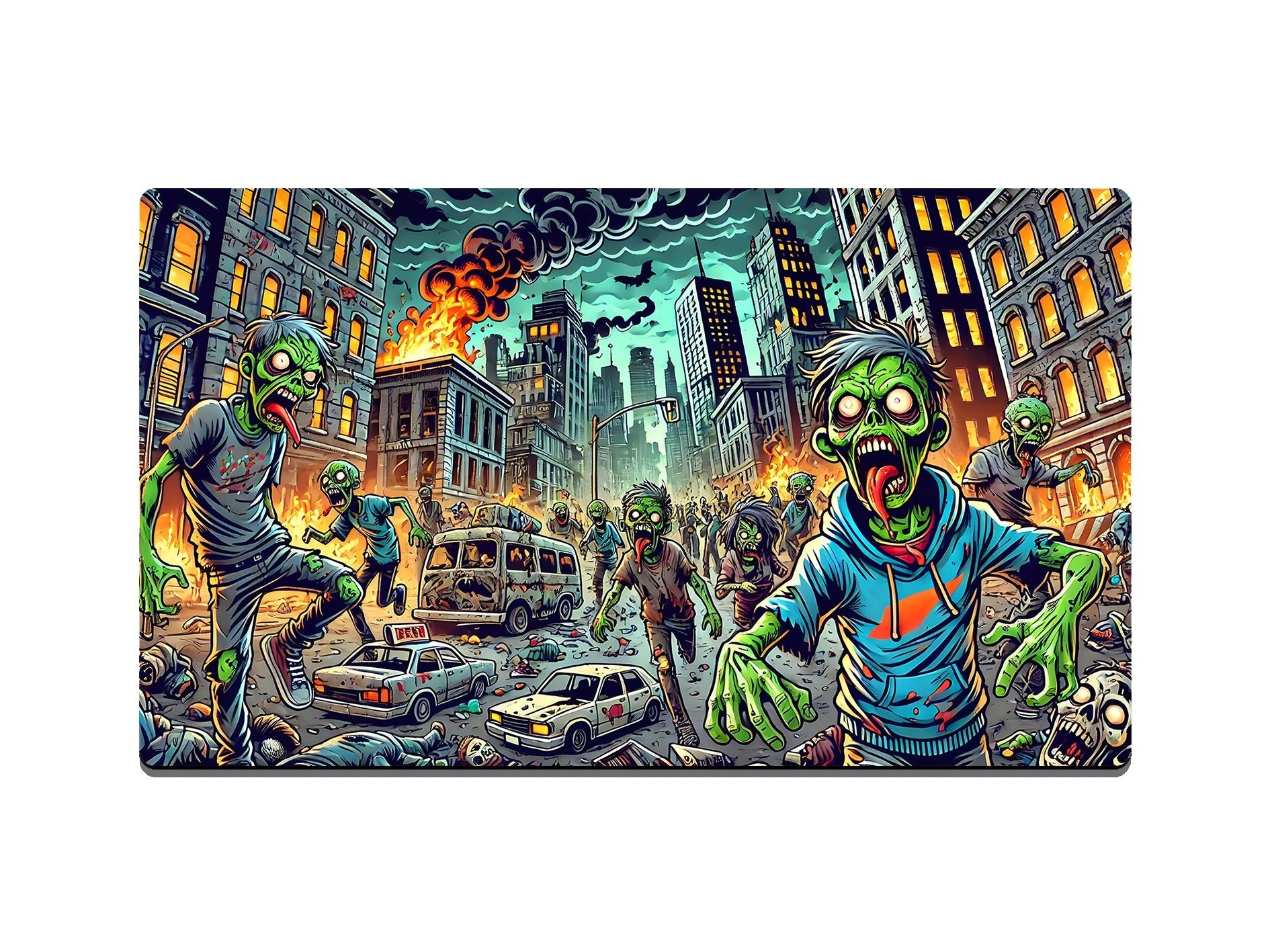 Giant Cartoon Zombie Apocalypse Gaming Mat - Desk Mat - 3 SIZES - Bar - Mats.co.uk