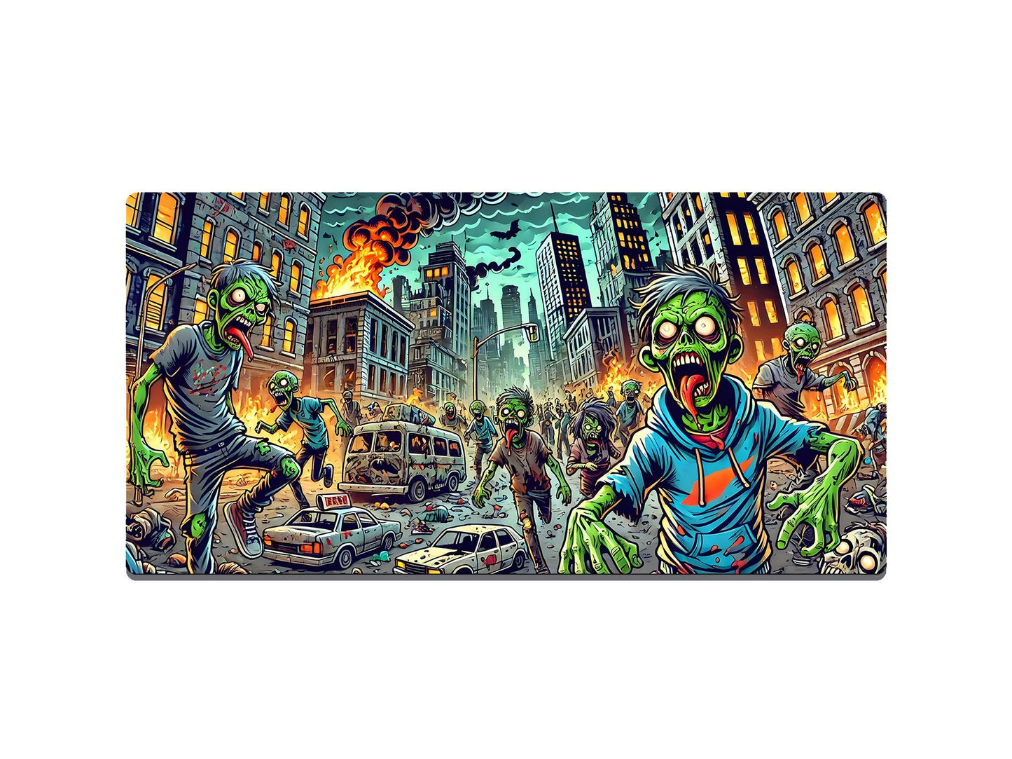 Giant Cartoon Zombie Apocalypse Gaming Mat - Desk Mat - 3 SIZES - Bar - Mats.co.uk