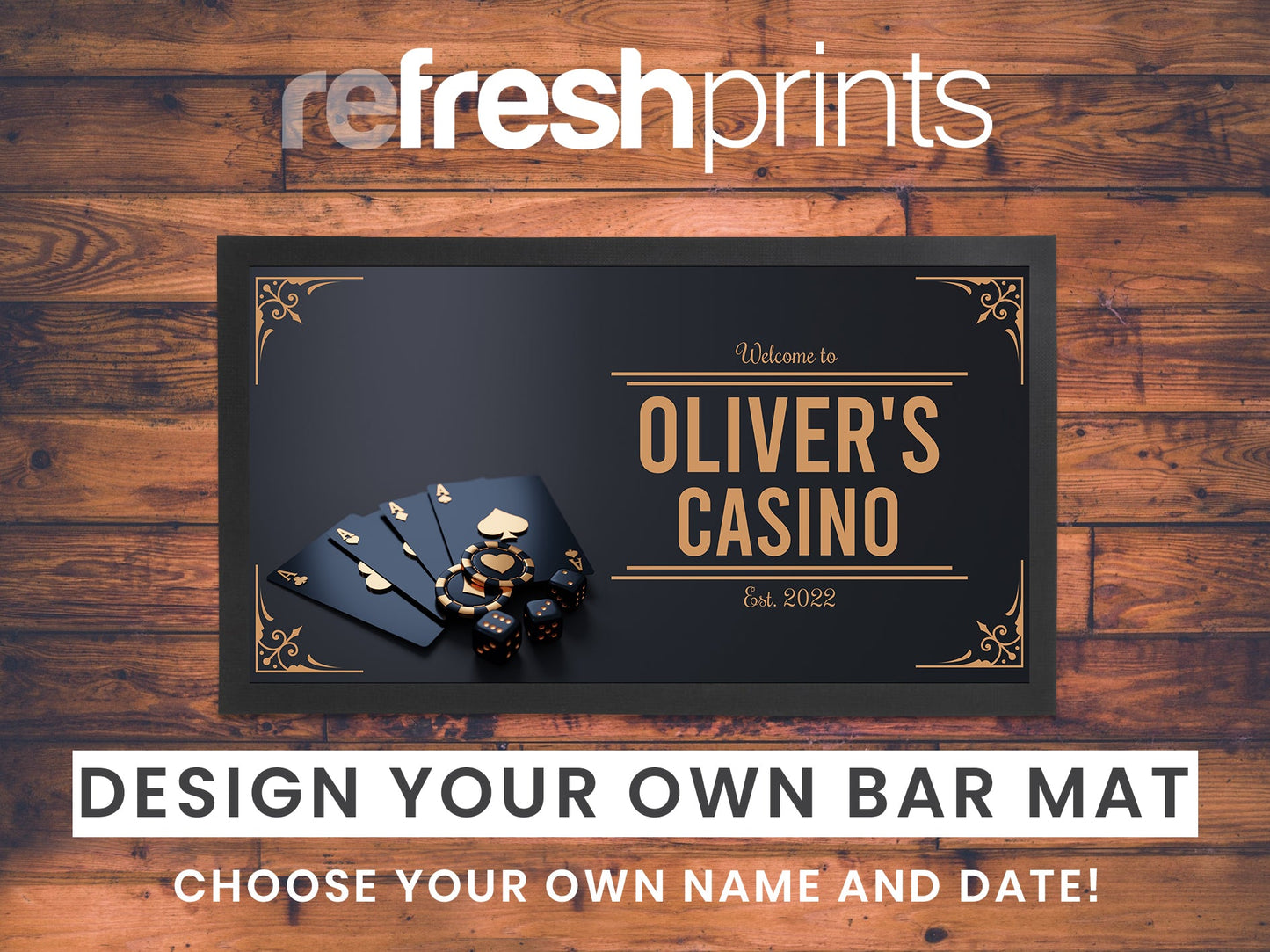 Gold Casino Regular Bar Runner - Bar - Mats.co.uk