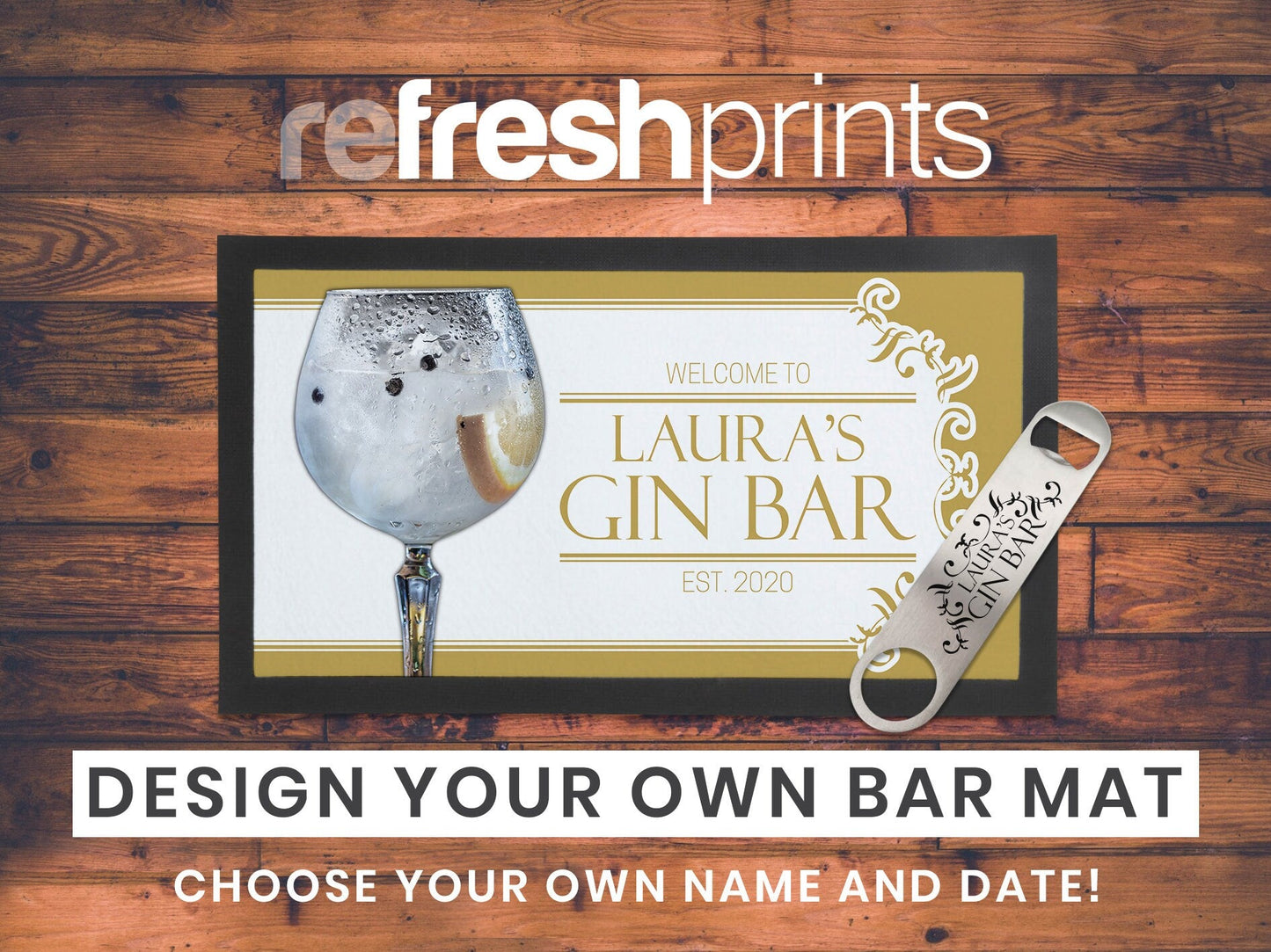 Gold Gin Regular Bar Runner - Bar - Mats.co.uk