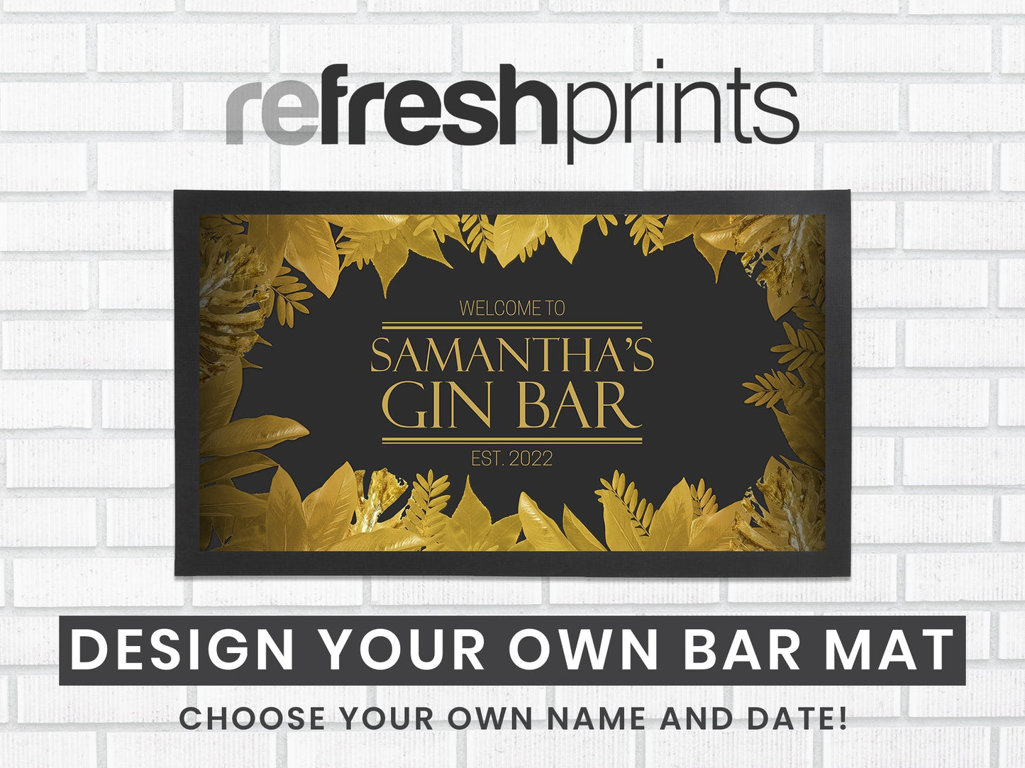Gold Leaf Regular Bar Runner - Bar - Mats.co.uk