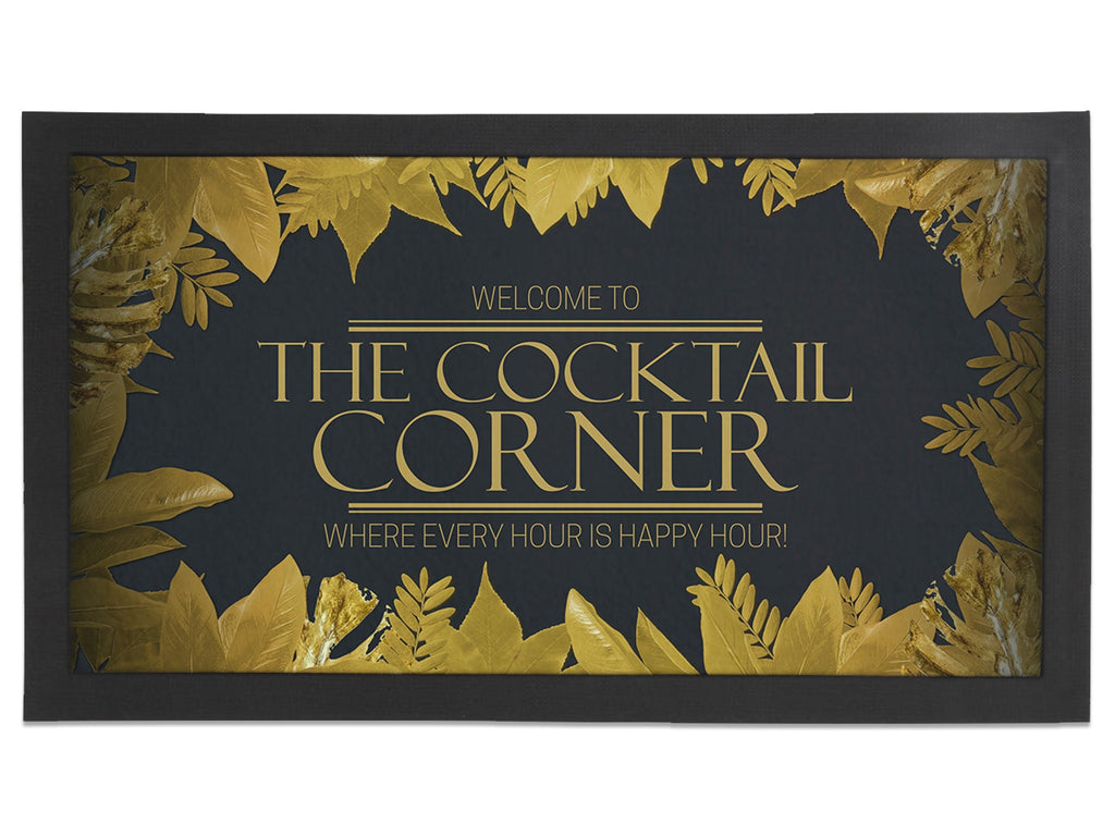 Gold Leaf Regular Bar Runner (Non - Personalised) - Bar - Mats.co.uk