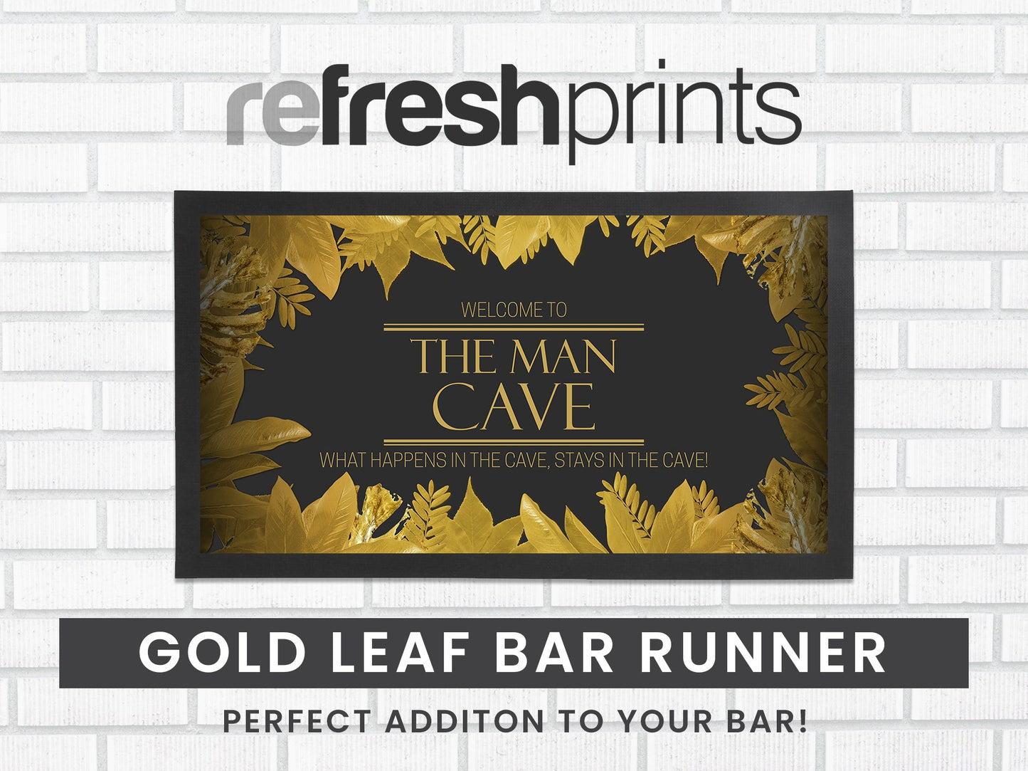 Gold Leaf Regular Bar Runner (Non - Personalised) - Bar - Mats.co.uk