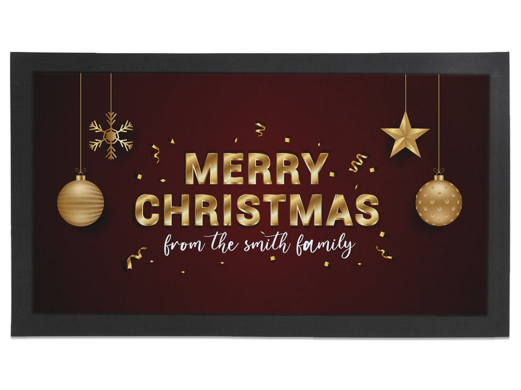 Golden Merry Christmas Regular Bar Runner - Bar - Mats.co.uk