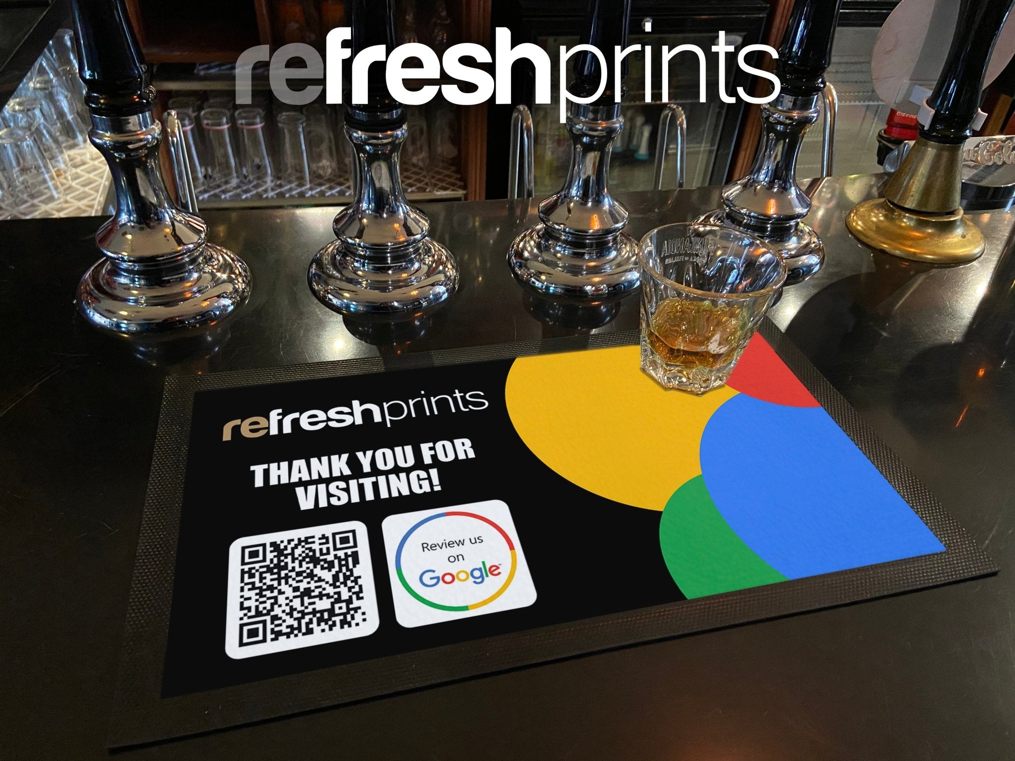 Google Review Business Pack (Bar Runner & 10 Metal Table Cards) - Bar - Mats.co.uk