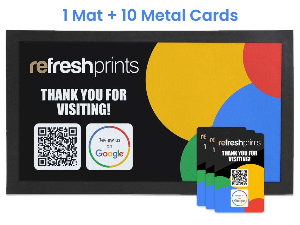 Google Review Business Pack (Bar Runner & 10 Metal Table Cards) - Bar - Mats.co.uk