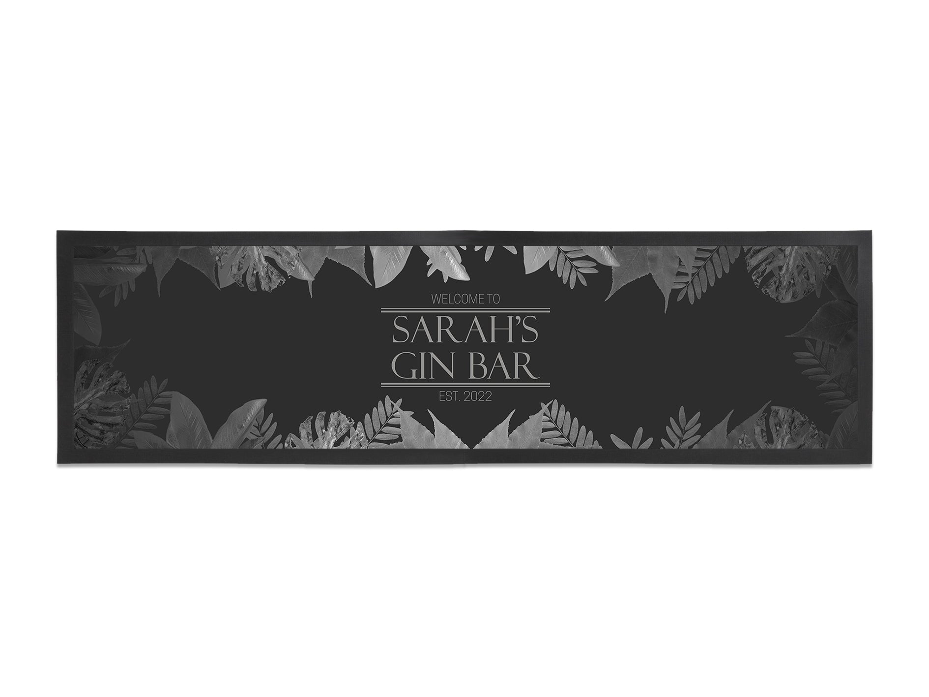 Grey Leaf Large Bar Runner - Bar - Mats.co.uk