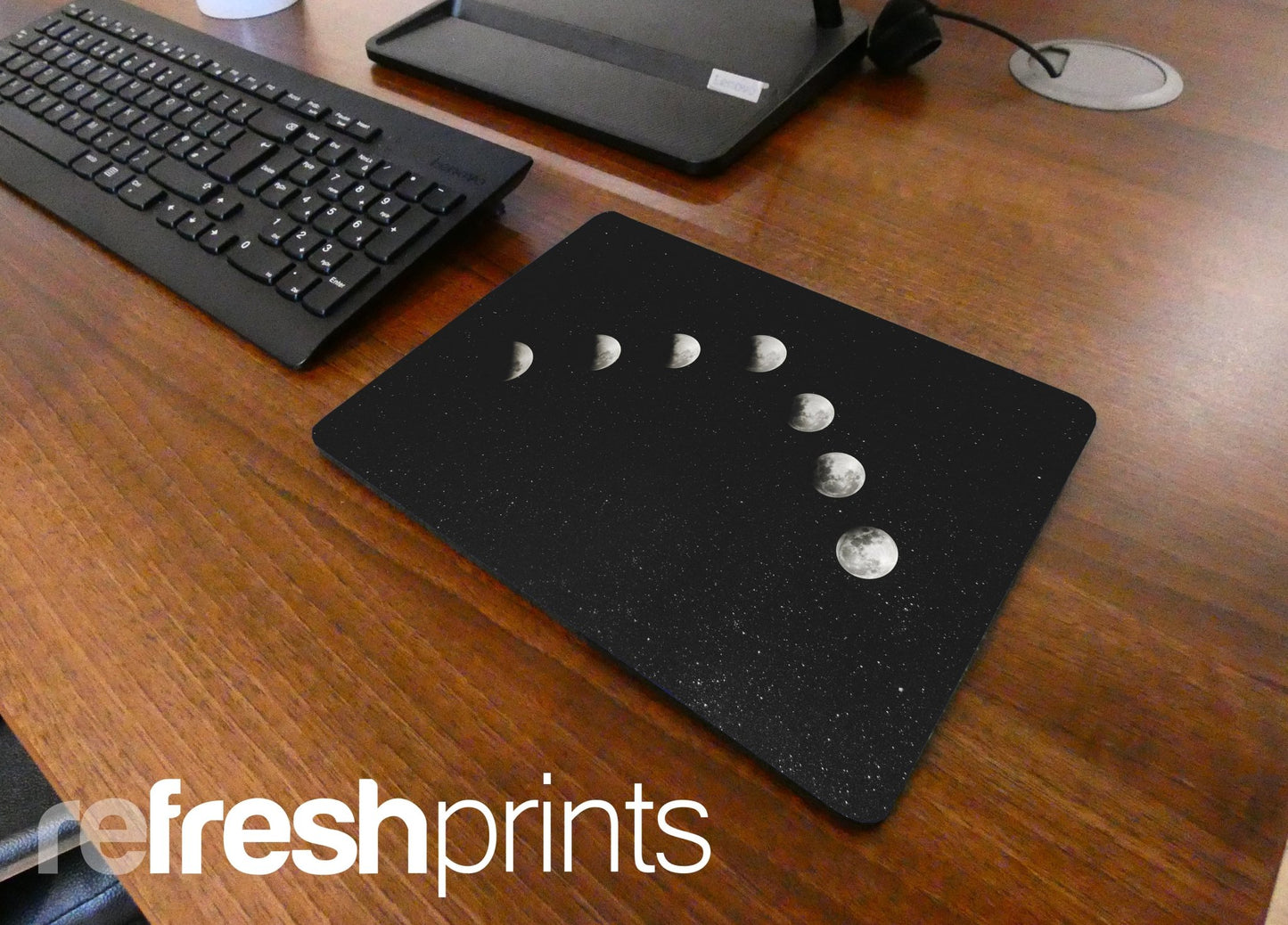 Grey Moon Phases Regular Mouse Mat - Bar - Mats.co.uk