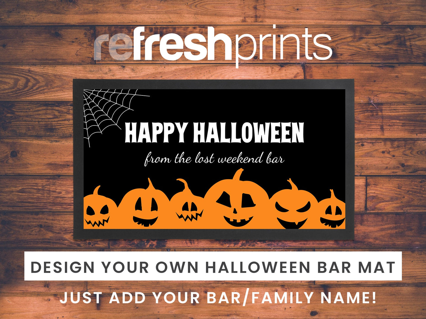 Halloween Pumpkin Regular Bar Runner - Bar - Mats.co.uk