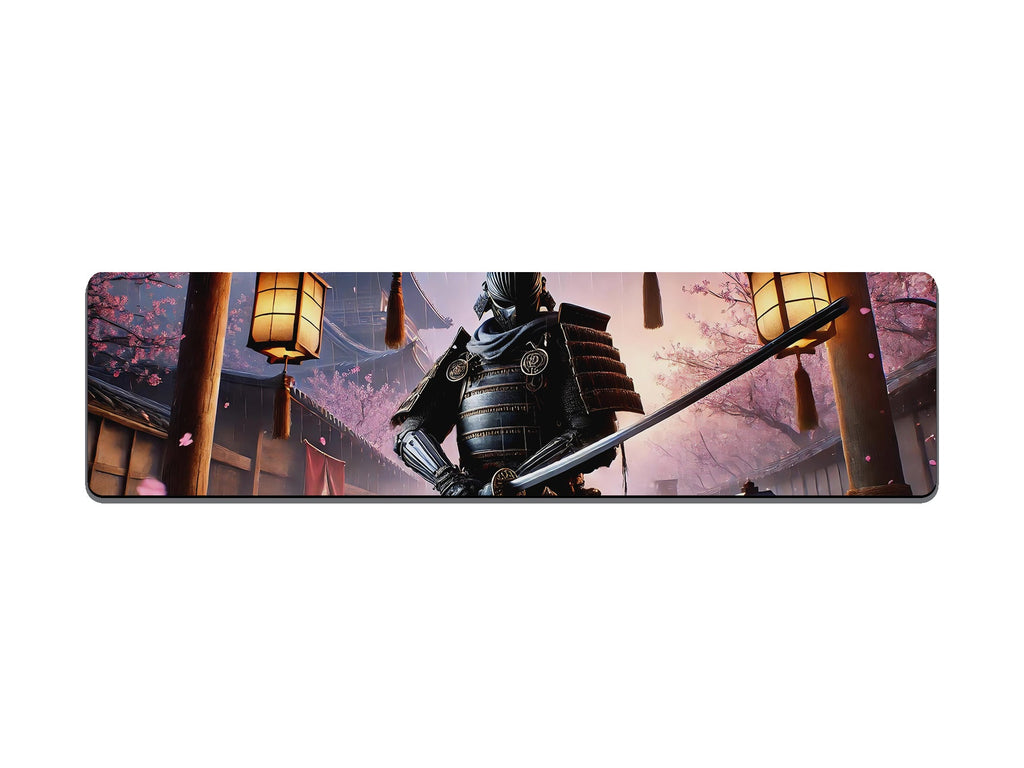 Japanese Samurai with Cherry Blossoms Gaming Mat - Desk Mat - 3 SIZES - Bar - Mats.co.uk