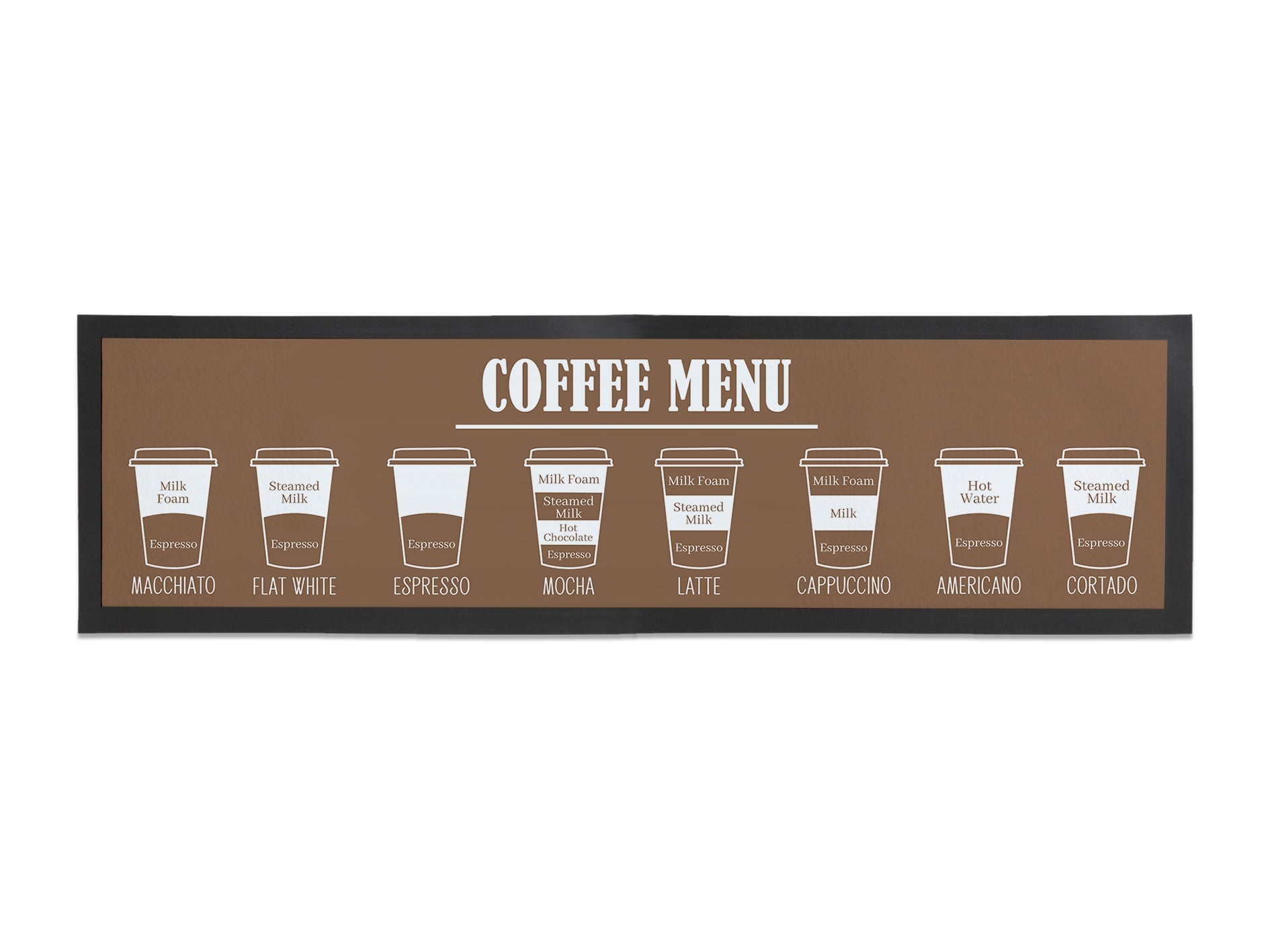 Large Coffee Menu Counter Mat (Beige) - Bar - Mats.co.uk