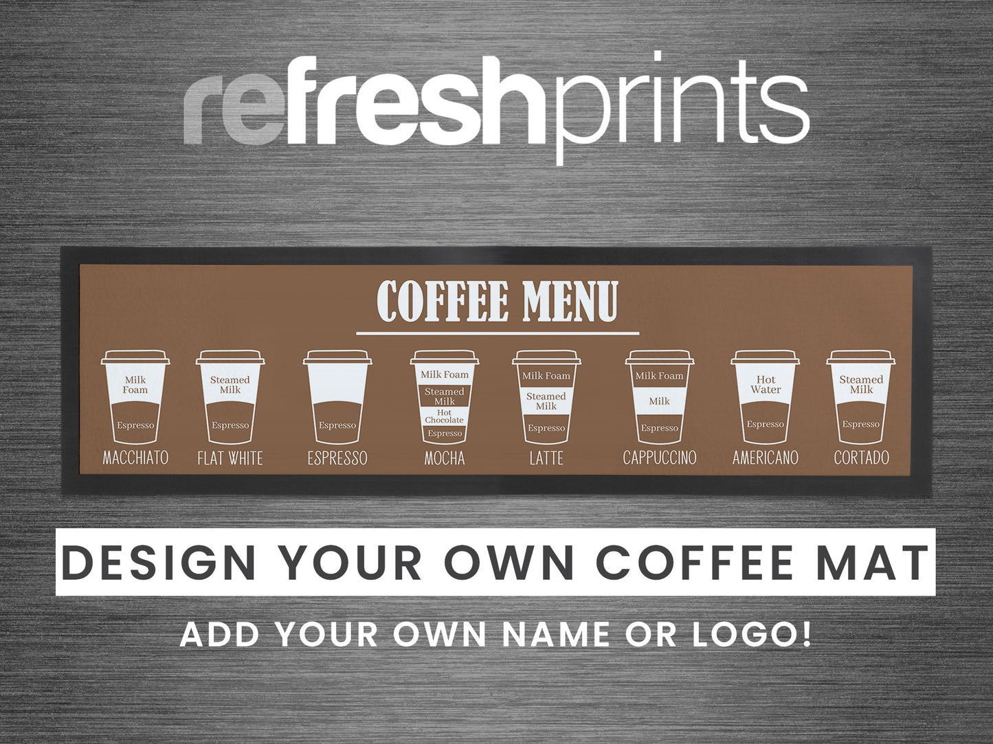 Large Coffee Menu Counter Mat (Beige) - Bar - Mats.co.uk