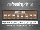 Large Coffee Menu Counter Mat (Beige) - Bar - Mats.co.uk