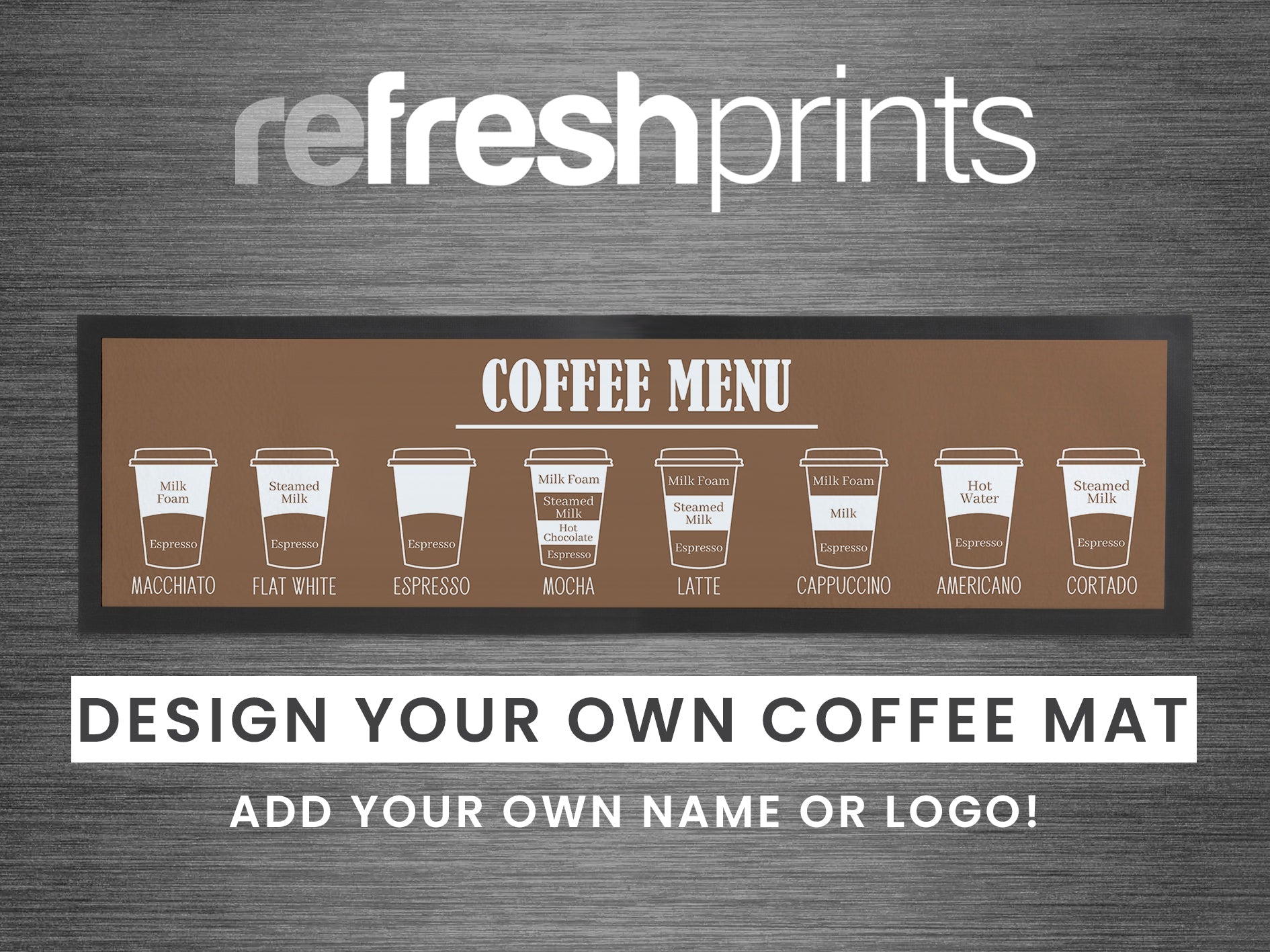Large Coffee Menu Counter Mat (Beige) - Bar - Mats.co.uk