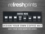Large Coffee Menu Counter Mat (Black) - Bar - Mats.co.uk