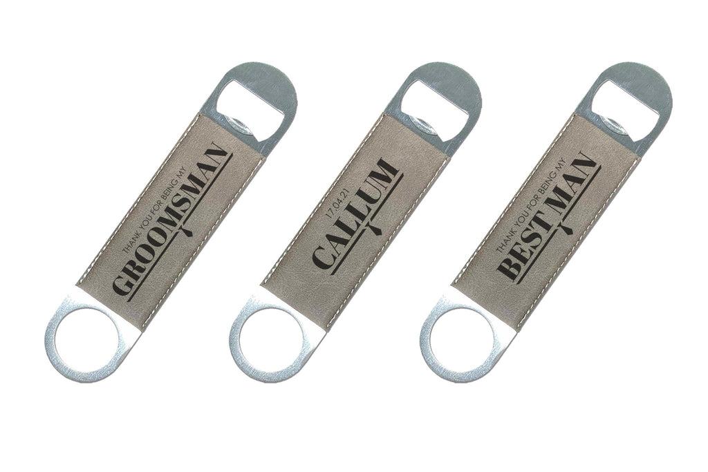 Leather Wedding Roles Bottle Opener - Bar - Mats.co.uk