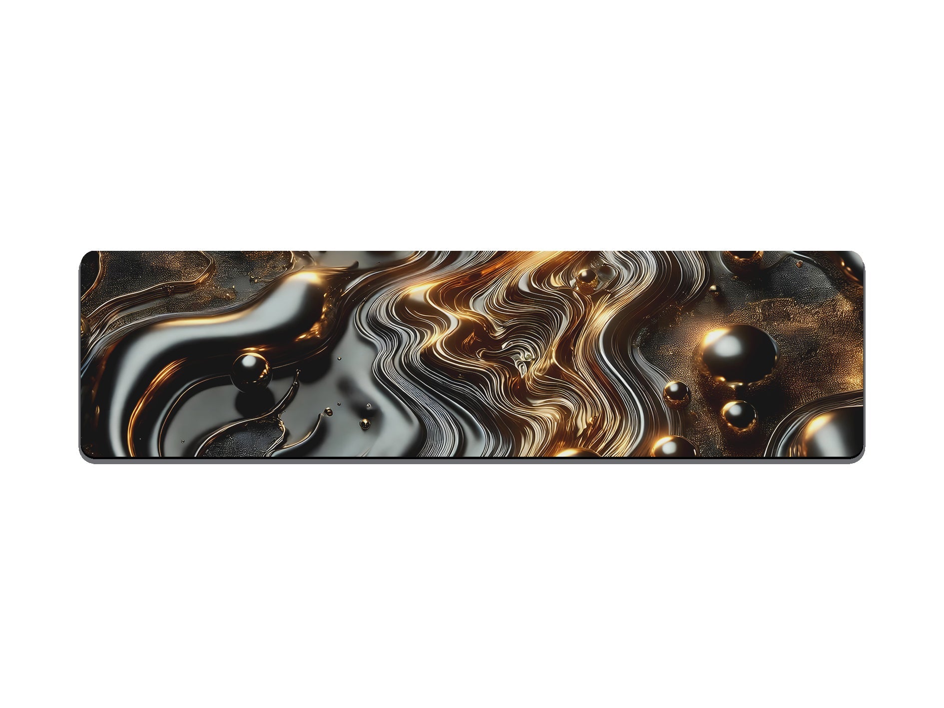 Liquid Metal with Fluid Gold Waves Gaming Mat - Desk Mat - 3 SIZES - Bar - Mats.co.uk