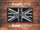 Monochrome Union Jack (UK) Regular Bar Runner - Bar - Mats.co.uk