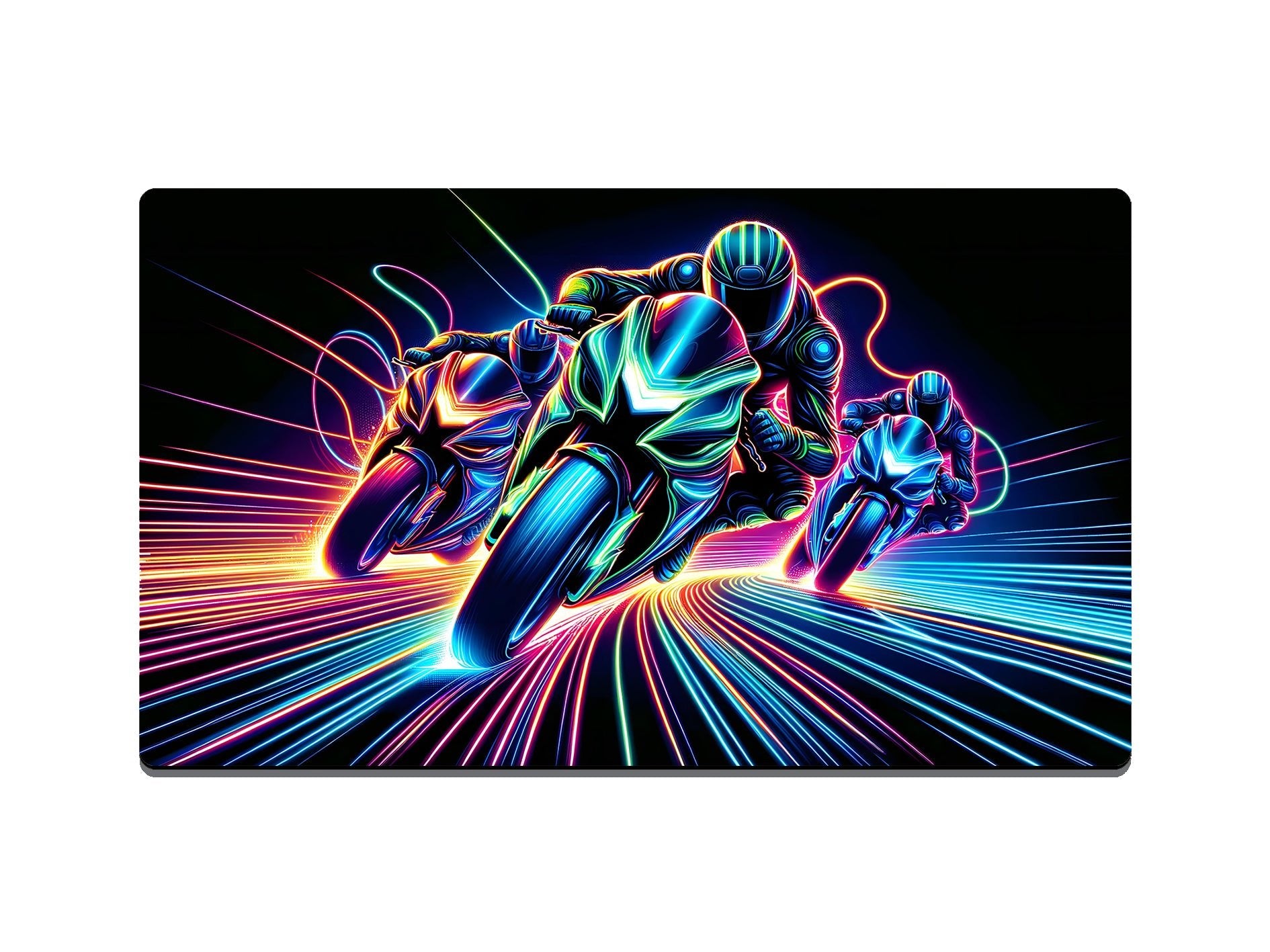 Neon Motorbike Riders Gaming Mat - Desk Mat - 3 SIZES - Bar - Mats.co.uk