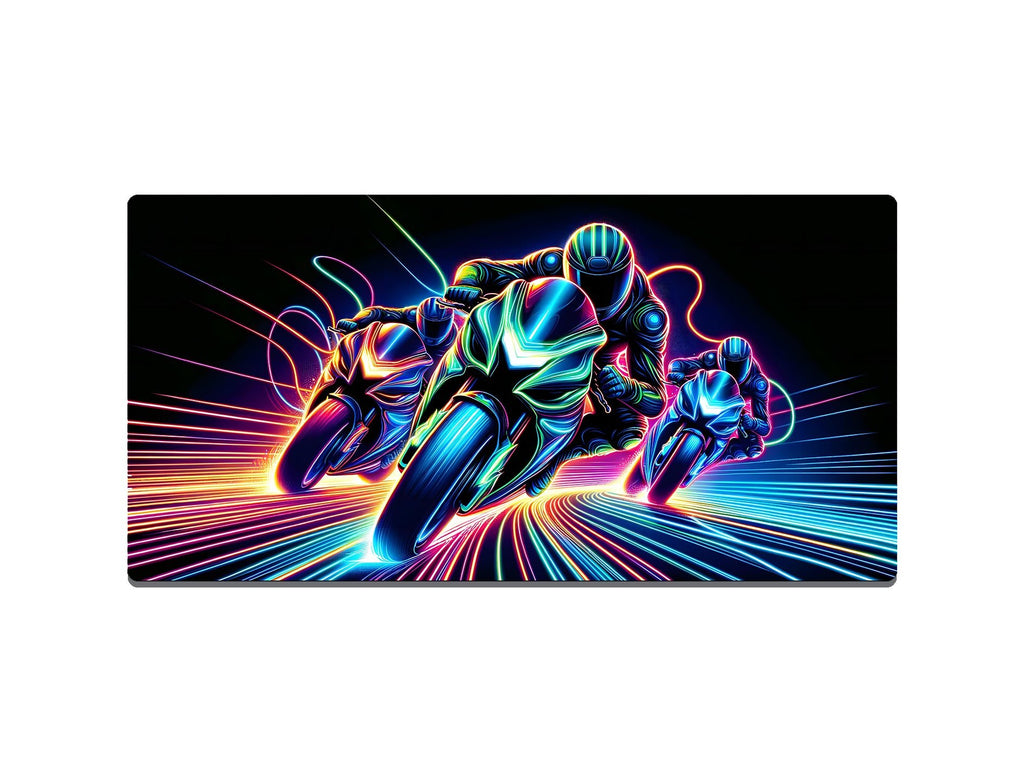 Neon Motorbike Riders Gaming Mat - Desk Mat - 3 SIZES - Bar - Mats.co.uk