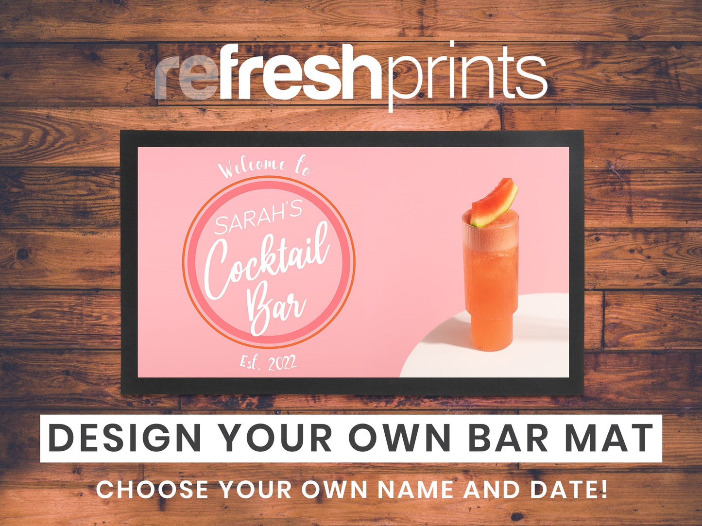 Pink Cocktail Regular Bar Runner - Bar - Mats.co.uk