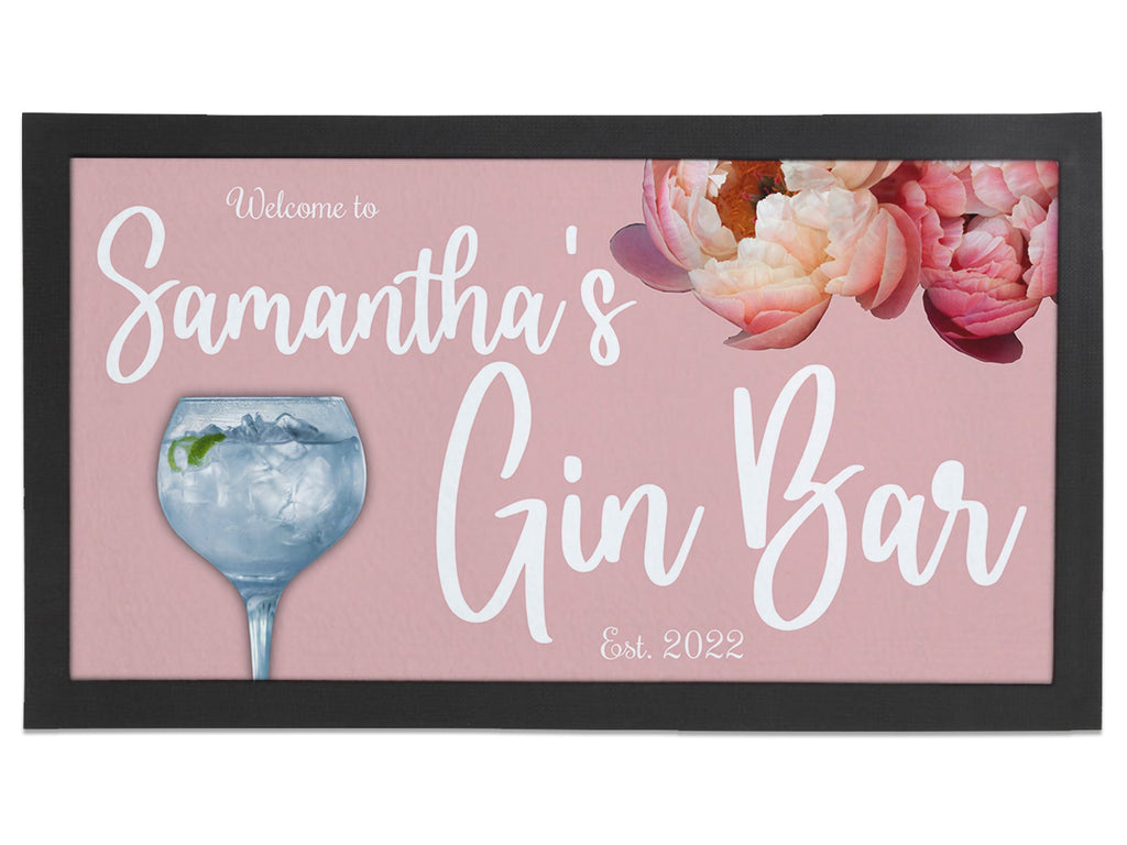 Pink Floral Gin Regular Bar Runner - Bar - Mats.co.uk