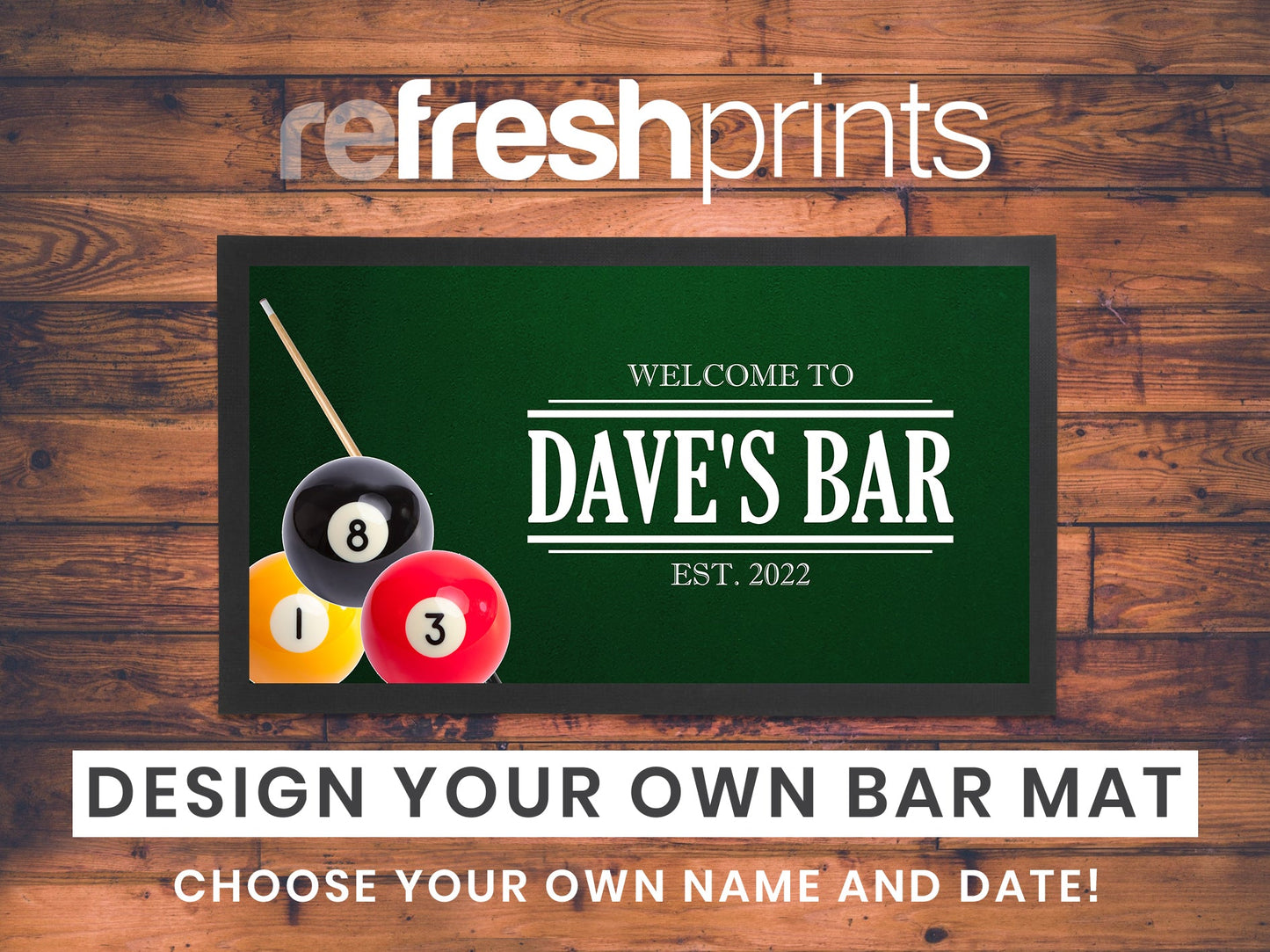 Pool Ball Regular Bar Runner - Bar - Mats.co.uk