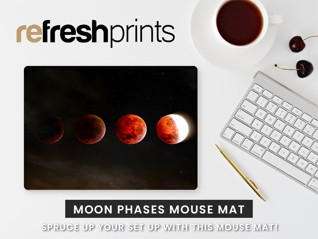 Red Moon Phases Regular Mouse Mat - Bar - Mats.co.uk