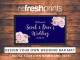 Wedding Blush & Navy Roses Regular Bar Runner - Bar - Mats.co.uk
