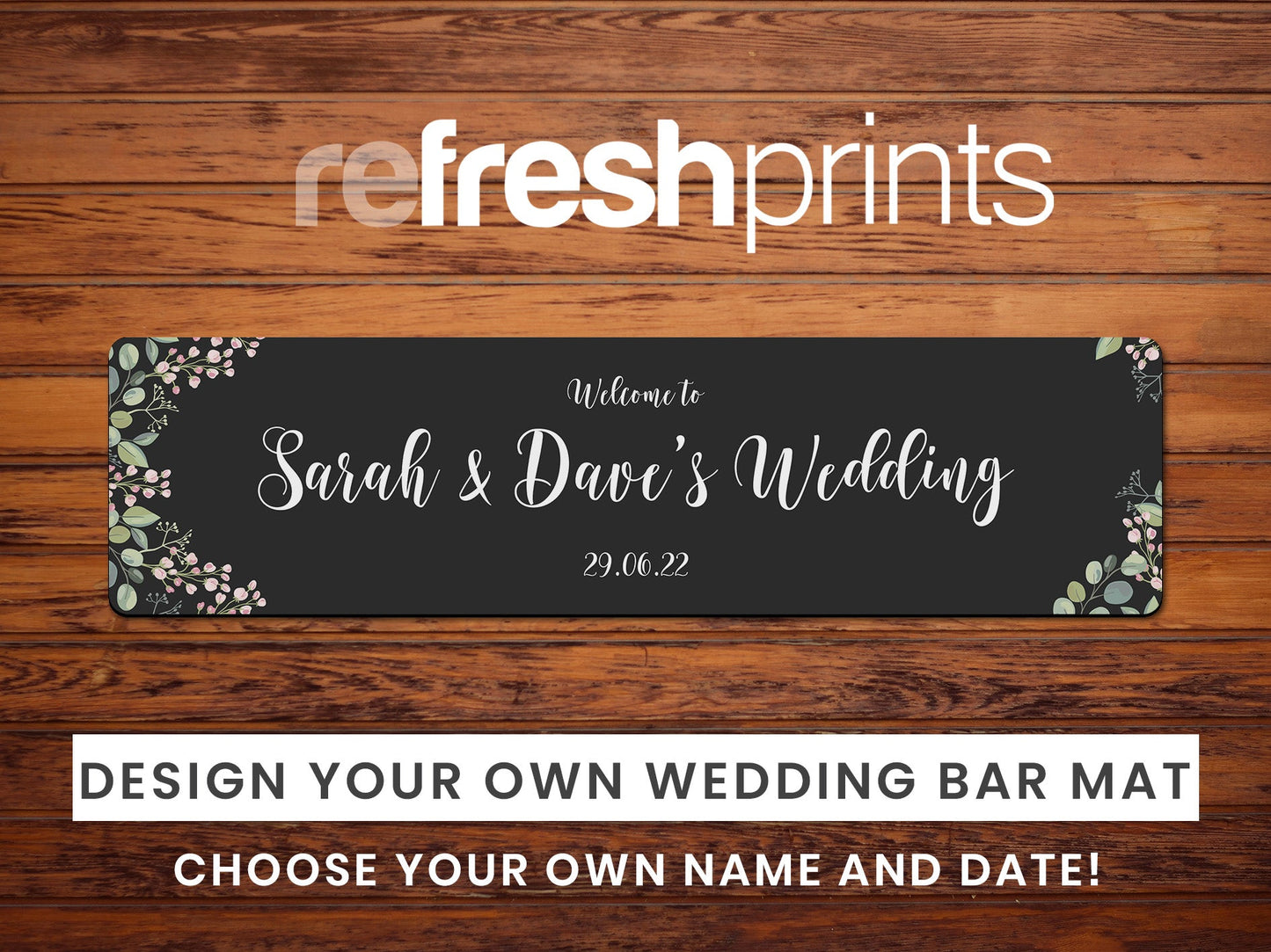 Wedding Border Premium Bar Runner - Bar - Mats.co.uk