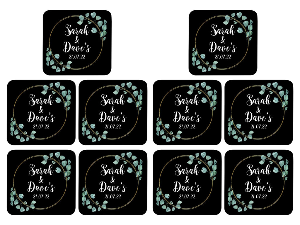 Wedding Coaster Circle (Black) - Bar - Mats.co.uk