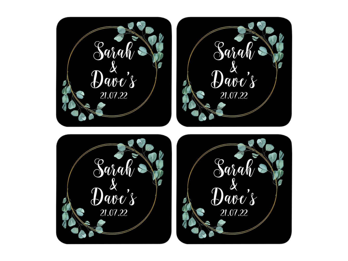 Wedding Coaster Circle (Black) - Bar - Mats.co.uk