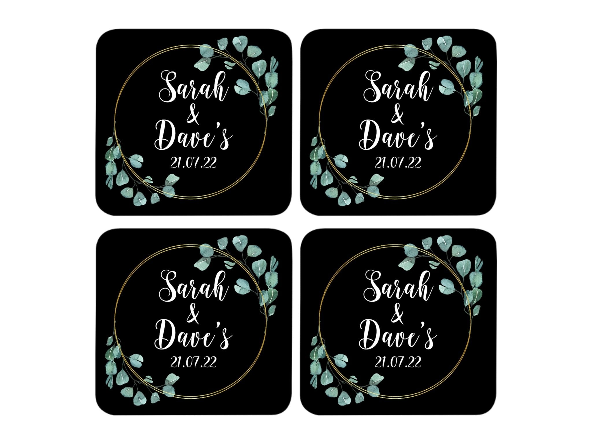 Wedding Coaster Circle (Black) - Bar - Mats.co.uk