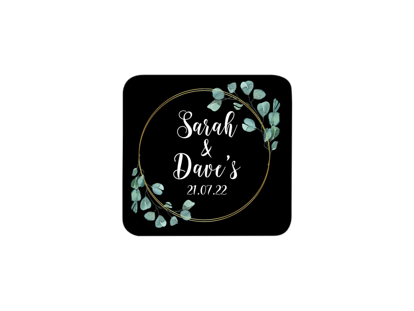 Wedding Coaster Circle (Black) - Bar - Mats.co.uk
