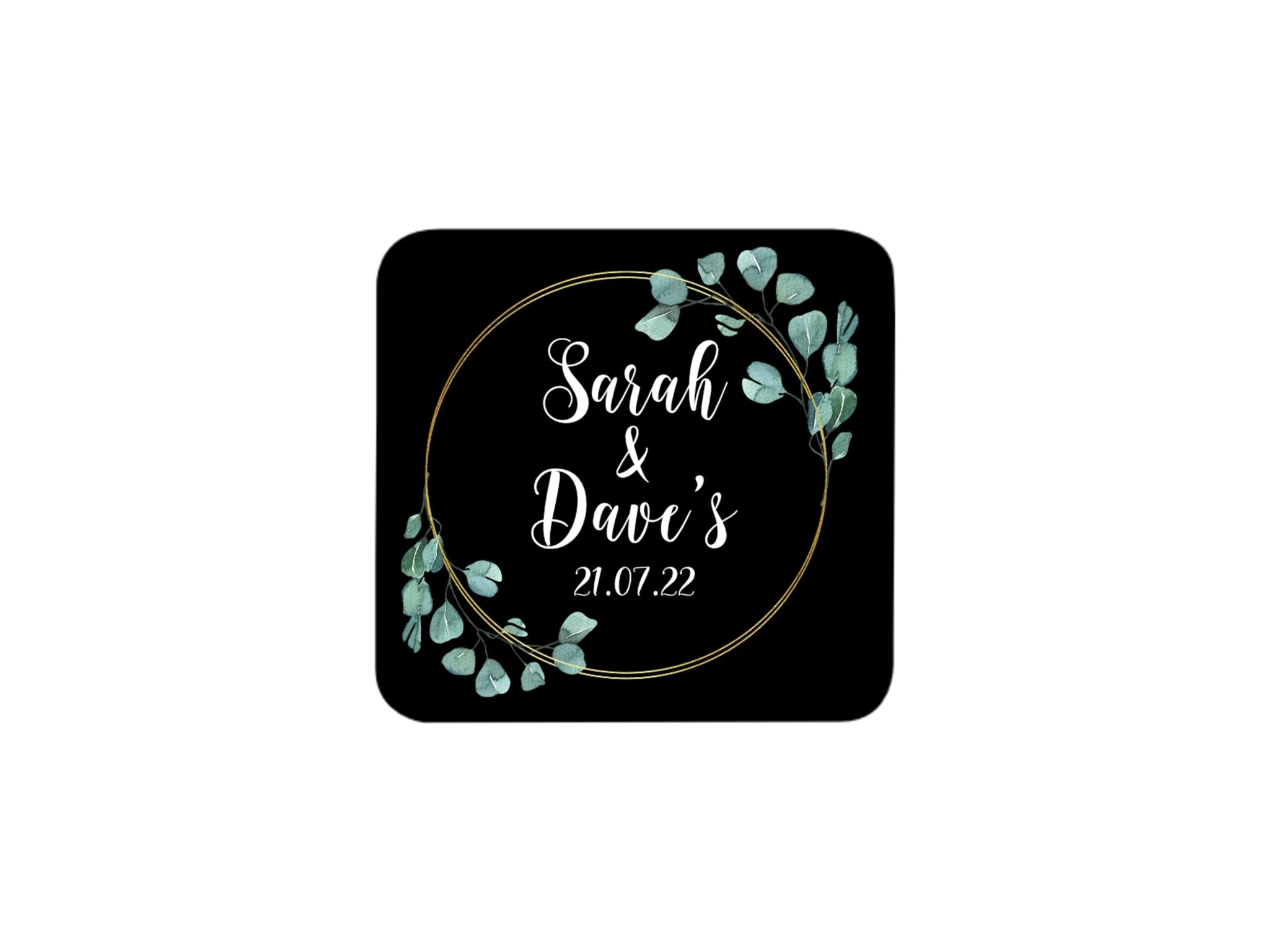 Wedding Coaster Circle (Black) - Bar - Mats.co.uk
