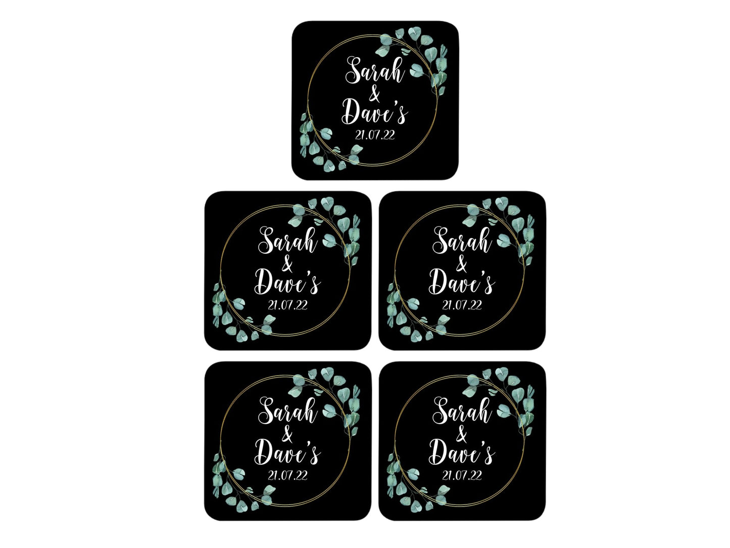Wedding Coaster Circle (Black) - Bar - Mats.co.uk