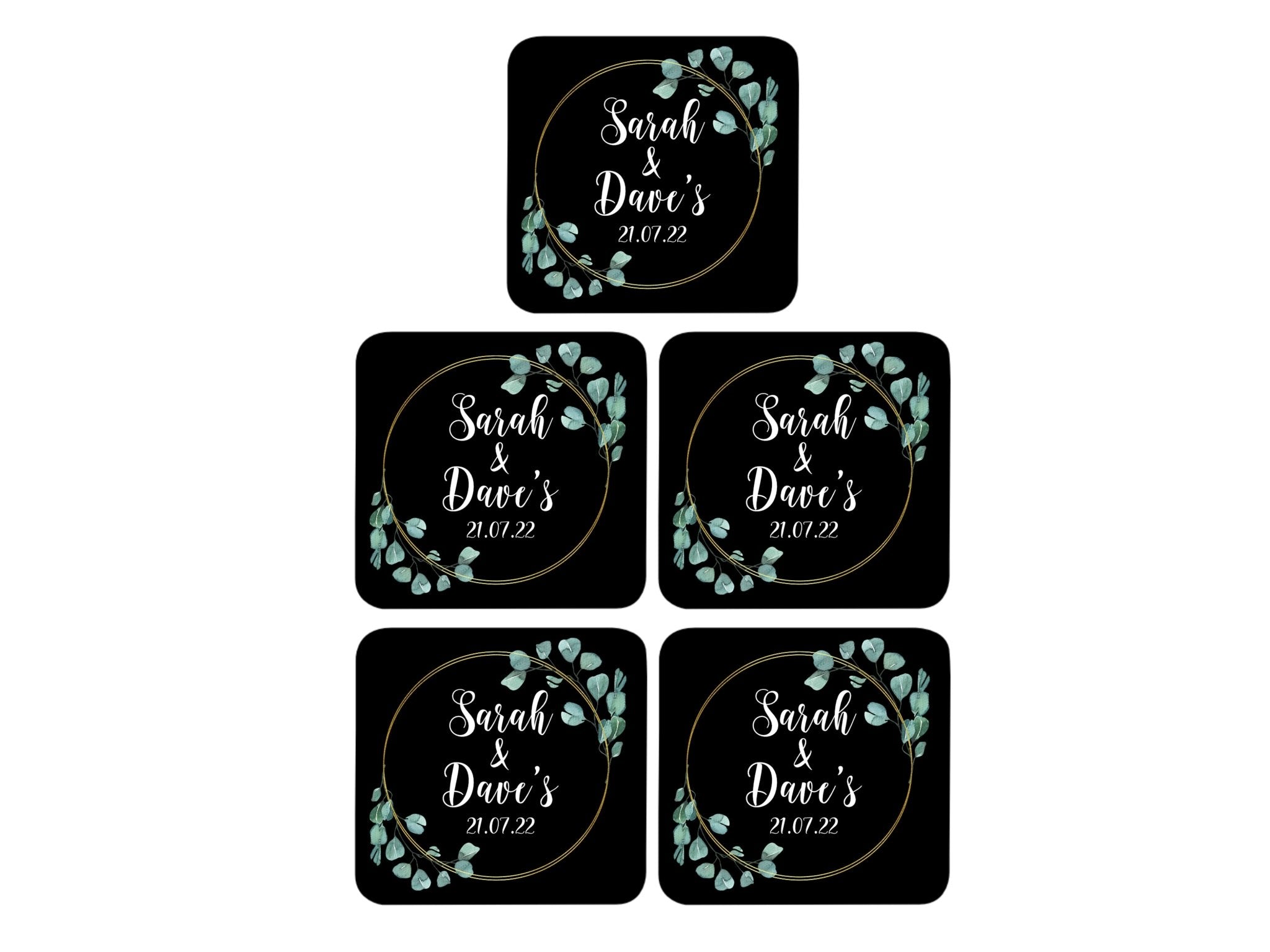 Wedding Coaster Circle (Black) - Bar - Mats.co.uk
