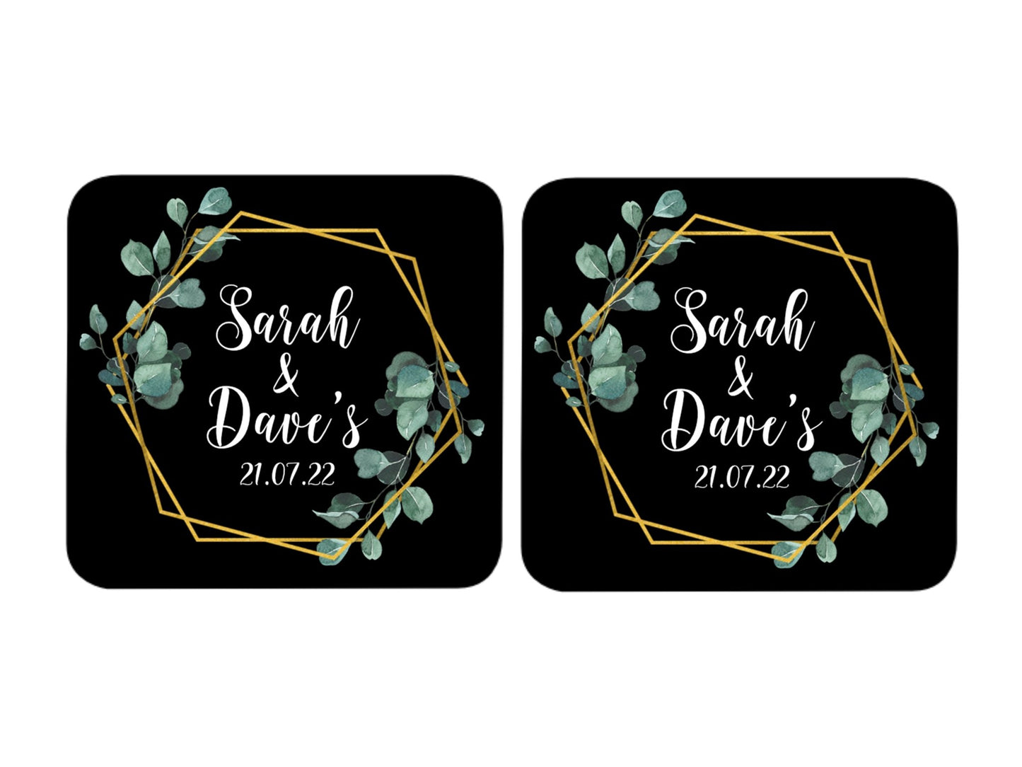 Wedding Coaster Hexagon (Black) - Bar - Mats.co.uk