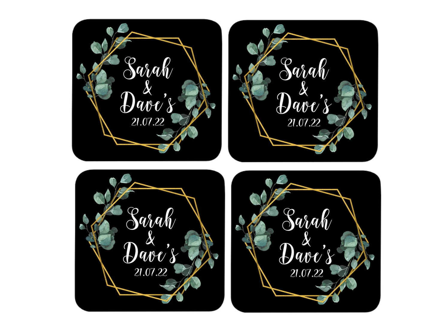 Wedding Coaster Hexagon (Black) - Bar - Mats.co.uk