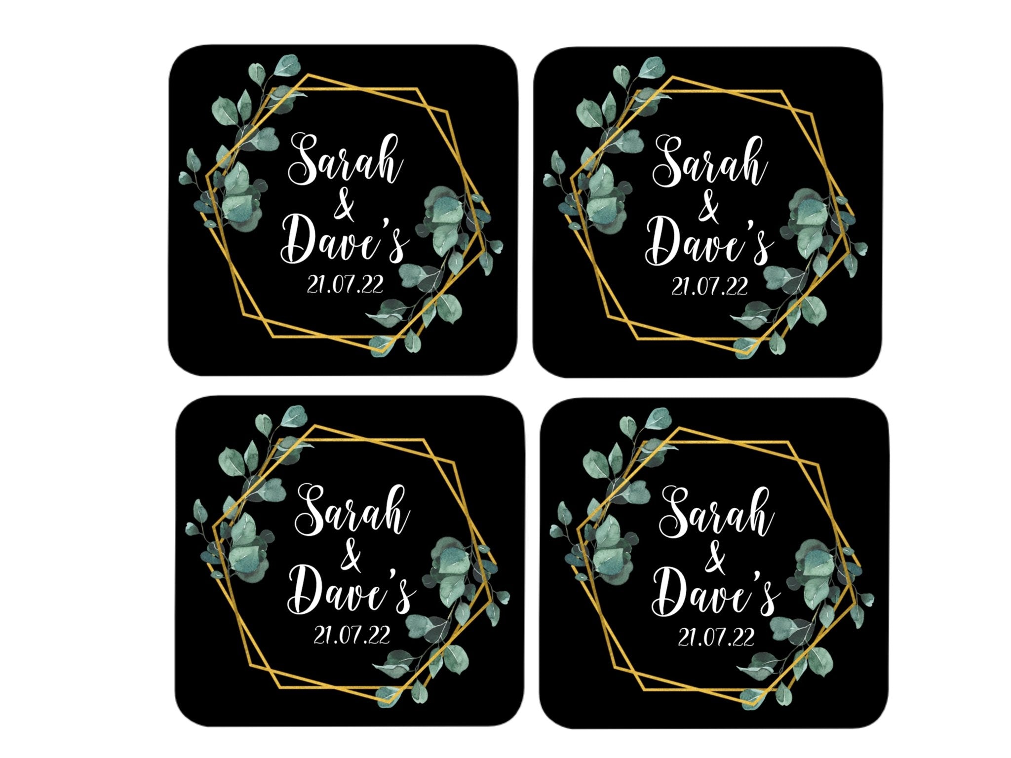 Wedding Coaster Hexagon (Black) - Bar - Mats.co.uk