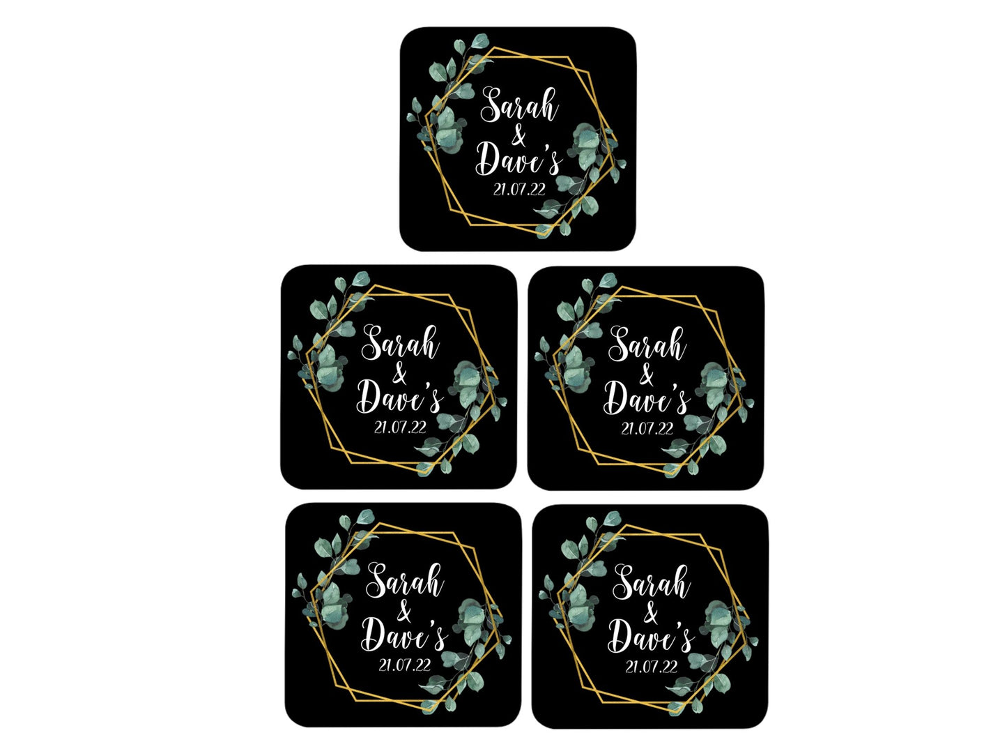 Wedding Coaster Hexagon (Black) - Bar - Mats.co.uk
