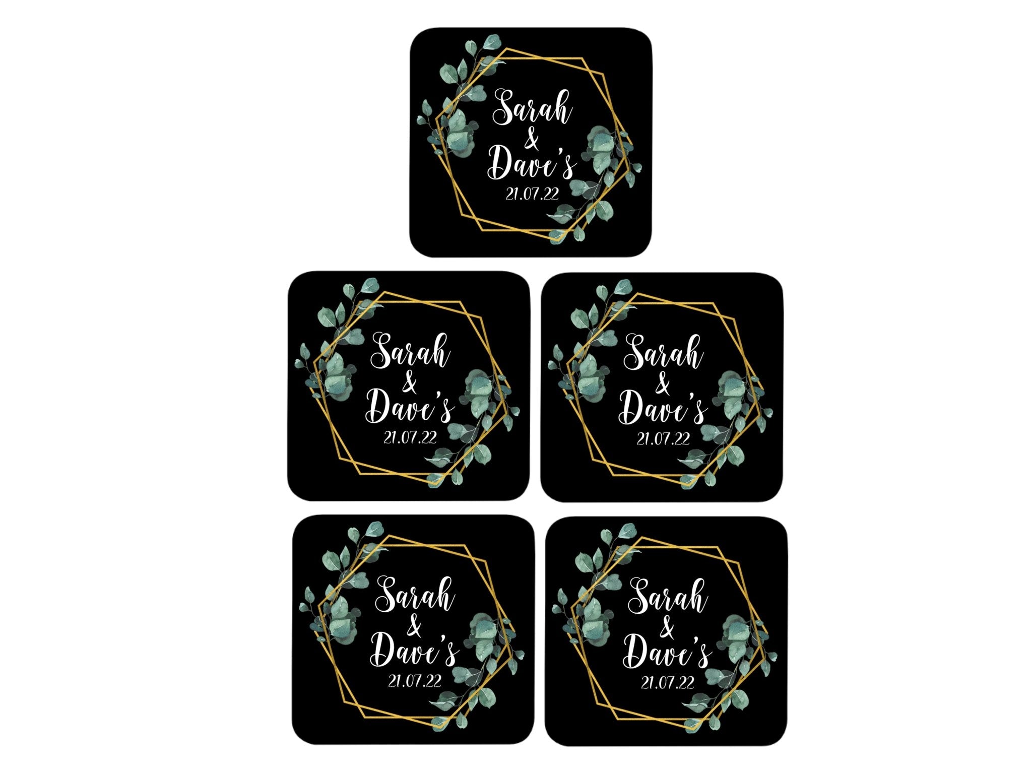 Wedding Coaster Hexagon (Black) - Bar - Mats.co.uk
