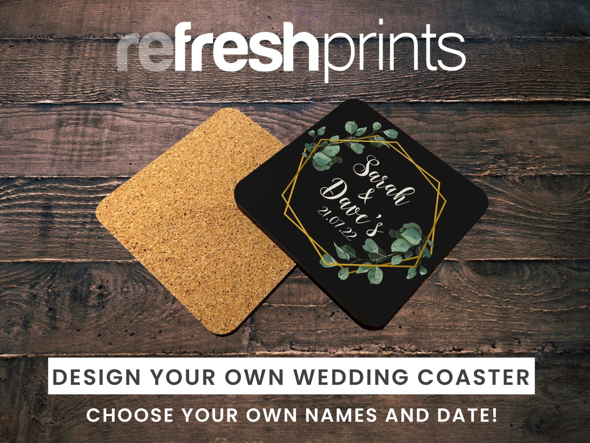 Wedding Coaster Hexagon (Black) - Bar - Mats.co.uk