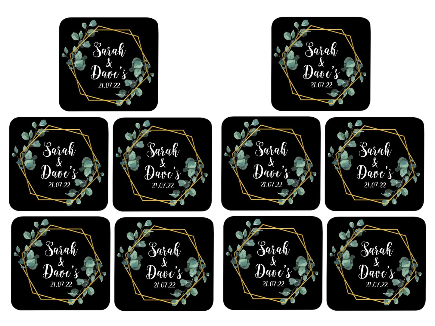 Wedding Coaster Hexagon (Black) - Bar - Mats.co.uk