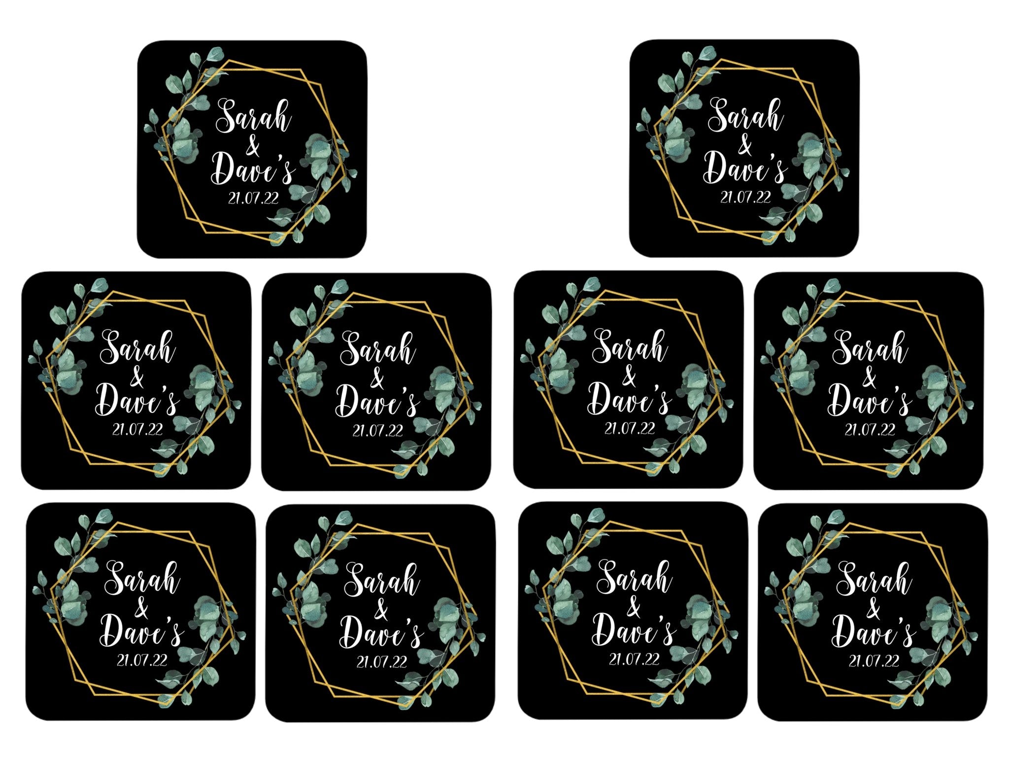 Wedding Coaster Hexagon (Black) - Bar - Mats.co.uk