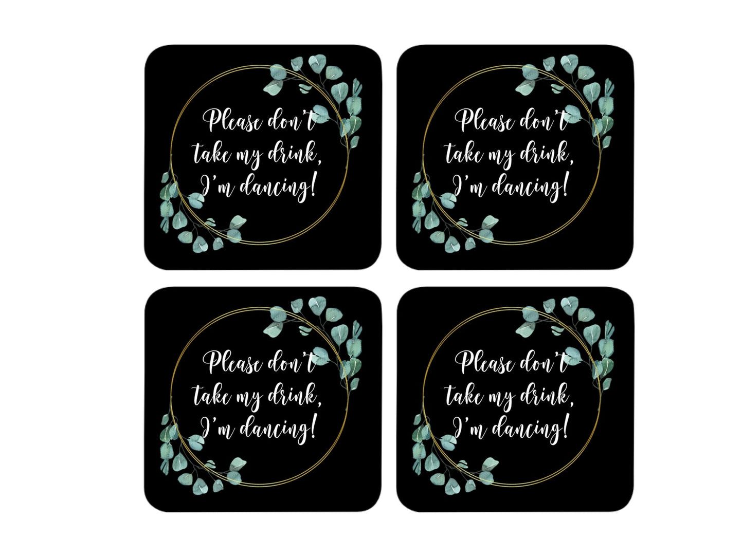 Wedding Coaster I'm Dancing! (Black) - Bar - Mats.co.uk